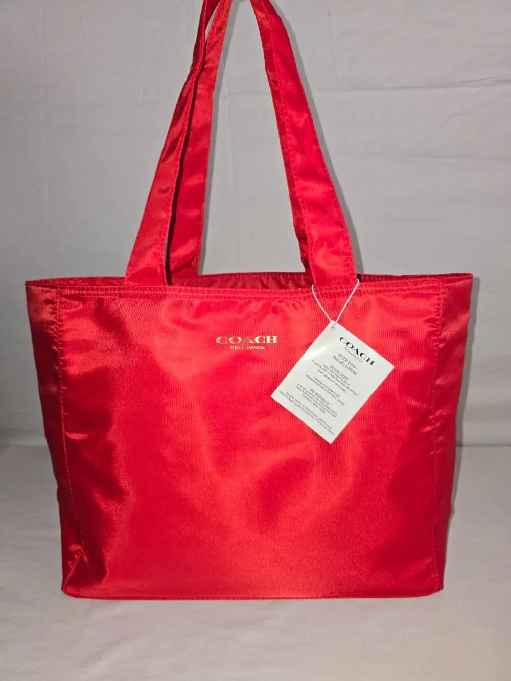 Coach Fragrance Large Red Shopper Tote Bag Travel Bag Handbag Purse New With Tag